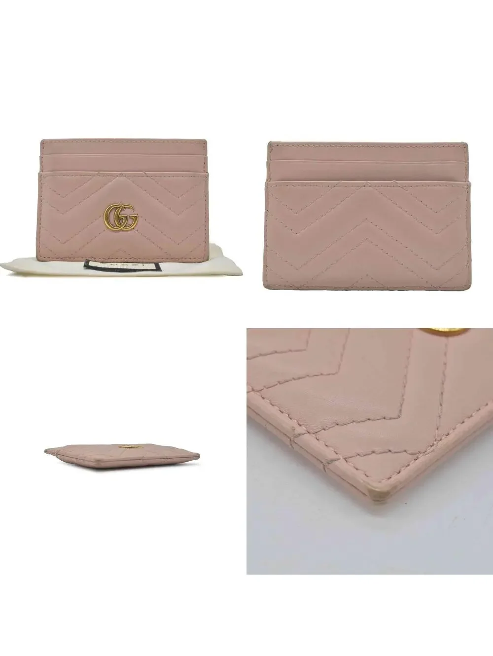 $370 Gucci  Double G Logo Leather Card Holder - Picture 2 of 15